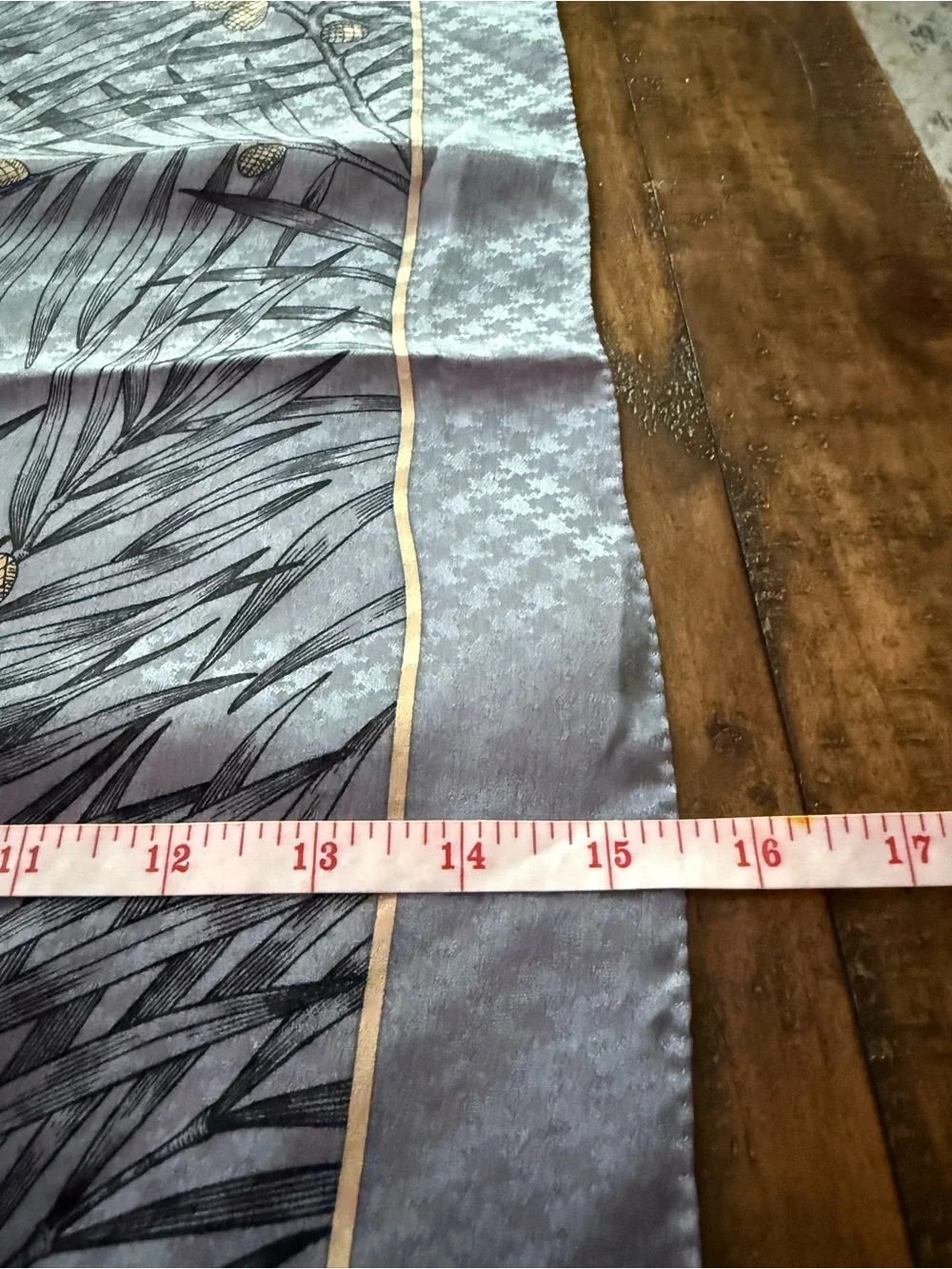 Albert Nipon Rectangle Silky Grey and Yellow Botanical Print Scarf Wrap